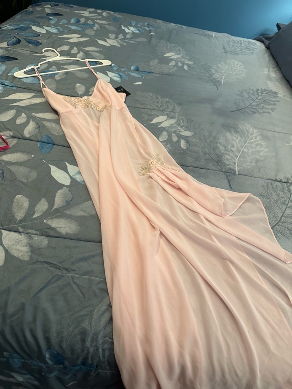 NWTS Delicates Brand Peignoir Light Pink Sheer Nightgown & Robe Set Sz L - Picture 7 of 16
